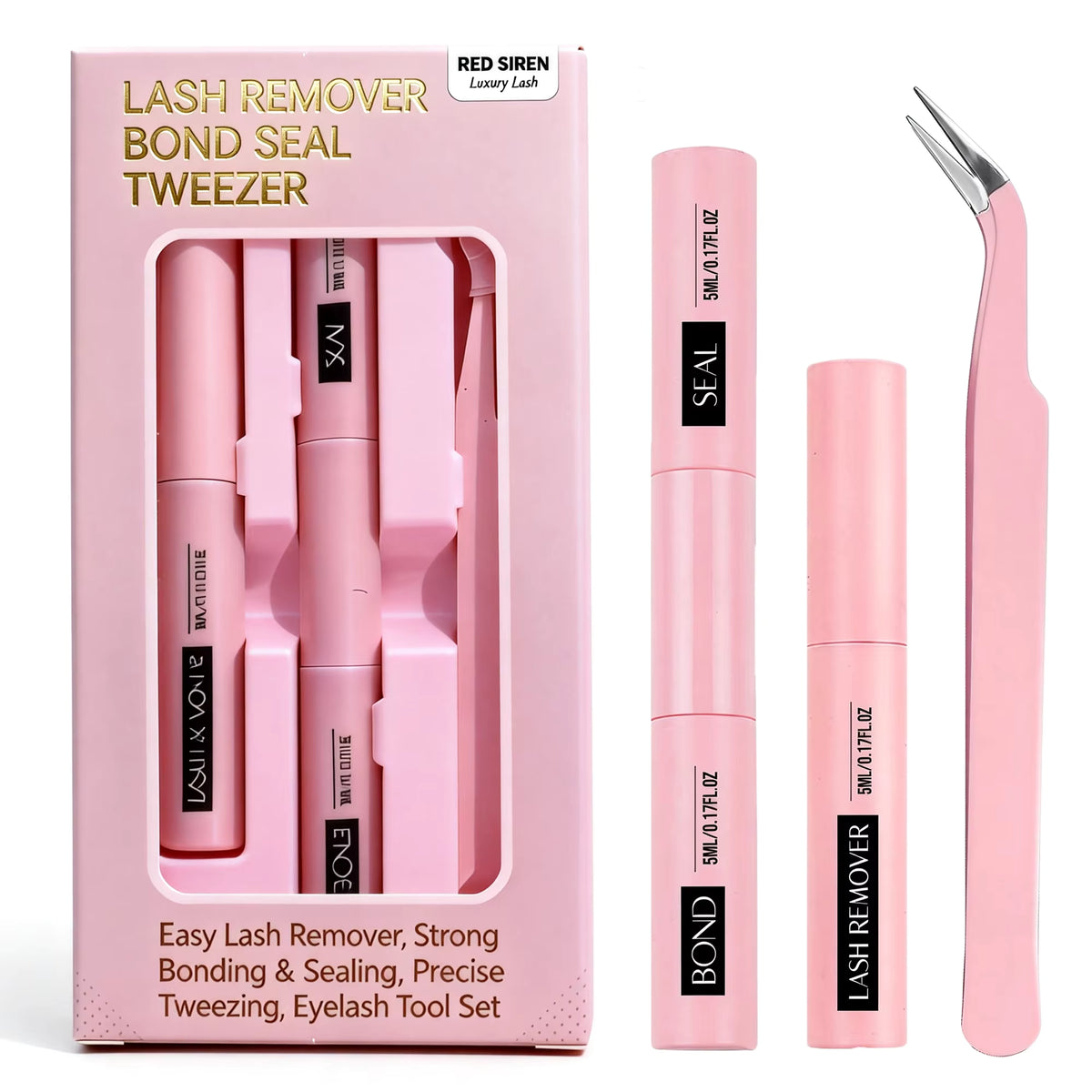 Eyelash Glue Kit 2026 NEW Bond and Seal +Lash Remover + Tweezer Makeup Tool Set Long Lasting Glue for Eyelashes Use at Home