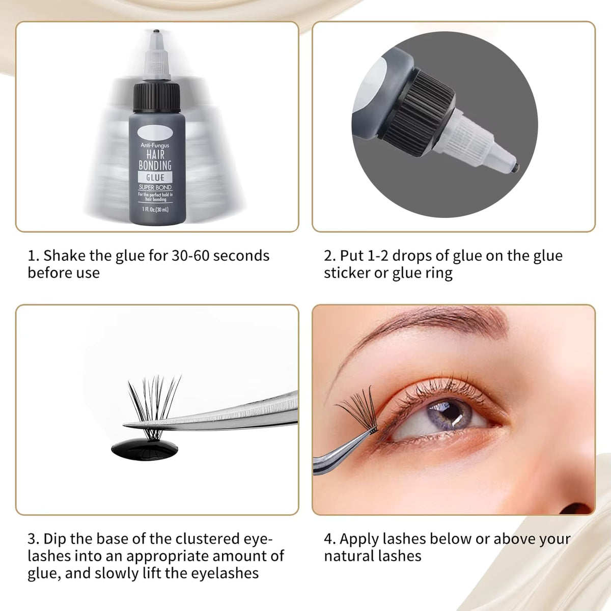 1oz/2oz Bonding Glue for Lash Waterproof Extra Strong Eyelash Extension Glue Strong Hold Black